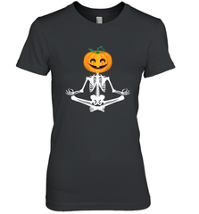 Halloween Yoga Zen Meditation Pumpkin skeleton Gift idea Women's Premium T-Shirt Women's Premium T-Shirt - jonhlittlestore88
