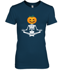Halloween Yoga Zen Meditation Pumpkin skeleton Gift idea Women's Premium T-Shirt Women's Premium T-Shirt - jonhlittlestore88