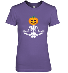 Halloween Yoga Zen Meditation Pumpkin skeleton Gift idea Women's Premium T-Shirt Women's Premium T-Shirt - jonhlittlestore88