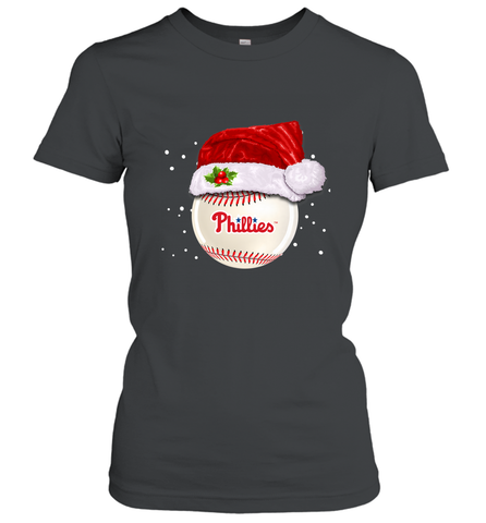 Philadelphia Phillies logo Baseball Ball Christmas Santa Hat Xmas Sport Funny Snow Women's T-Shirt Women's T-Shirt / Black / S Women's T-Shirt - jonhlittlestore88