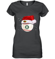 Oakland Athletics Logo Baseball Ball Christmas Santa Hat Xmas Sport Funny Snow Women's V-Neck T-Shirt Women's V-Neck T-Shirt - jonhlittlestore88