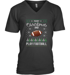 NFL Merry Christmas and Play Football Sports TV Snow Men's V-Neck
