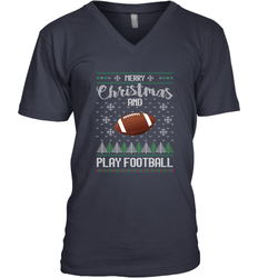 NFL Merry Christmas and Play Football Sports TV Snow Men's V-Neck