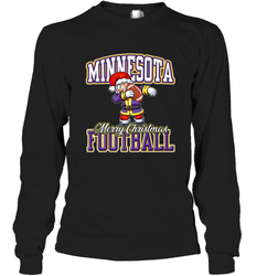 NFL Minnesota Christmas Funny Dabbing Santa playing football Long Sleeve T-Shirt