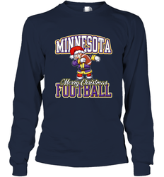 NFL Minnesota Christmas Funny Dabbing Santa playing football Long Sleeve T-Shirt