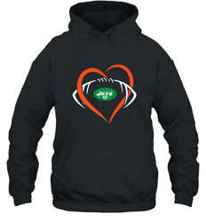 NFL New York Jets Heart Love Football Hooded Sweatshirt