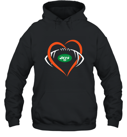 NFL New York Jets Heart Love Football Hooded Sweatshirt Hooded Sweatshirt / Black / S Hooded Sweatshirt - jonhlittlestore88