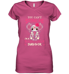 You can't Scare Me I'm Breast Cancer Survivor Elephant Funny Women's V-Neck T-Shirt Women's V-Neck T-Shirt - jonhlittlestore88