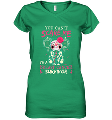 You can't Scare Me I'm Breast Cancer Survivor Elephant Funny Women's V-Neck T-Shirt Women's V-Neck T-Shirt - jonhlittlestore88