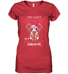 You can't Scare Me I'm Breast Cancer Survivor Elephant Funny Women's V-Neck T-Shirt Women's V-Neck T-Shirt - jonhlittlestore88