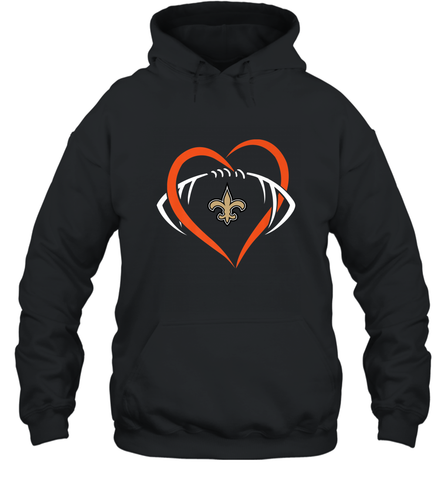 NFL New Orleans Saints Heart Love Football Hooded Sweatshirt Hooded Sweatshirt / Black / S Hooded Sweatshirt - jonhlittlestore88