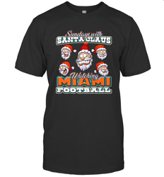NFL Miami Christmas Funny Santa Claus Watching Football Men's T-Shirt