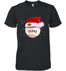 Texas Rangers Logo Baseball Ball Christmas Santa Hat Xmas Sport Funny Snow Men's Premium T-Shirt