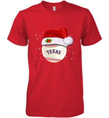 Texas Rangers Logo Baseball Ball Christmas Santa Hat Xmas Sport Funny Snow Men's Premium T-Shirt Men's Premium T-Shirt - jonhlittlestore88