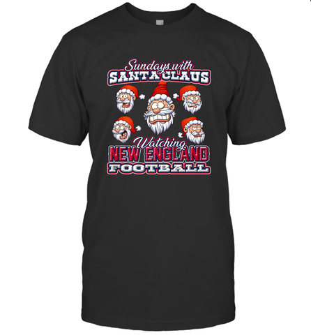 New England Christmas Funny Santa Claus Watching Football Men's T-Shirt Men's T-Shirt / Black / S Men's T-Shirt - jonhlittlestore88