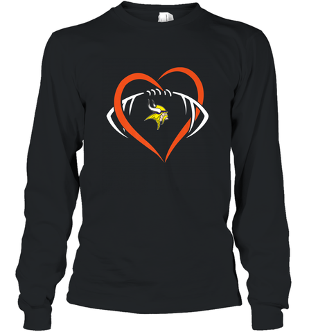 NFL Minnesota Vikings Heart Love Football Long Sleeve T-Shirt Long Sleeve T-Shirt / Black / S Long Sleeve T-Shirt - jonhlittlestore88