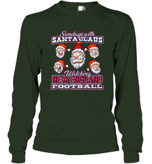 New England Christmas Funny Santa Claus Watching Football Long Sleeve T-Shirt Long Sleeve T-Shirt - jonhlittlestore88