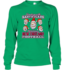 New England Christmas Funny Santa Claus Watching Football Long Sleeve T-Shirt Long Sleeve T-Shirt - jonhlittlestore88