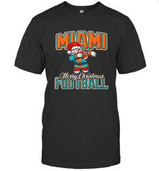 NFL Miami Christmas Dabbing Santa Playing Miami Football Men's T-Shirt