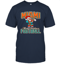 NFL Miami Christmas Dabbing Santa Playing Miami Football Men's T-Shirt