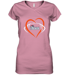 NFL New England Patriots Heart Love Football Women's V-Neck T-Shirt Women's V-Neck T-Shirt - jonhlittlestore88