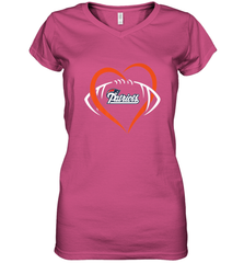 NFL New England Patriots Heart Love Football Women's V-Neck T-Shirt Women's V-Neck T-Shirt - jonhlittlestore88