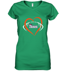 NFL New England Patriots Heart Love Football Women's V-Neck T-Shirt Women's V-Neck T-Shirt - jonhlittlestore88
