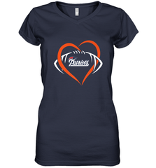NFL New England Patriots Heart Love Football Women's V-Neck T-Shirt Women's V-Neck T-Shirt - jonhlittlestore88