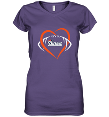 NFL New England Patriots Heart Love Football Women's V-Neck T-Shirt Women's V-Neck T-Shirt - jonhlittlestore88