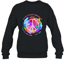 Woodstocks 50th Anniversary Peace Love tee Crewneck Sweatshirt Crewneck Sweatshirt - jonhlittlestore88