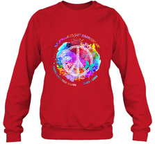 Woodstocks 50th Anniversary Peace Love tee Crewneck Sweatshirt Crewneck Sweatshirt - jonhlittlestore88