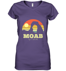 Moab Utah Vintage Sunset Arches Adventure Outdoors Women's V-Neck T-Shirt Women's V-Neck T-Shirt - jonhlittlestore88