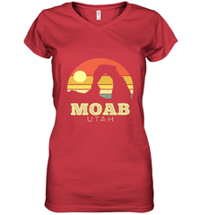 Moab Utah Vintage Sunset Arches Adventure Outdoors Women's V-Neck T-Shirt Women's V-Neck T-Shirt - jonhlittlestore88