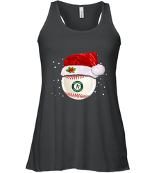 Oakland Athletics Logo Baseball Ball Christmas Santa Hat Xmas Sport Funny Snow Women's Racerback Tank