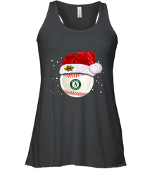 Oakland Athletics Logo Baseball Ball Christmas Santa Hat Xmas Sport Funny Snow Women's Racerback Tank Women's Racerback Tank - jonhlittlestore88