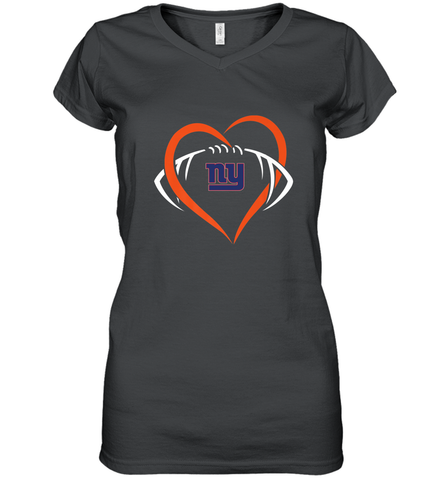 NFL New York Giants Heart Love Football Women's V-Neck T-Shirt Women's V-Neck T-Shirt / Black / S Women's V-Neck T-Shirt - jonhlittlestore88