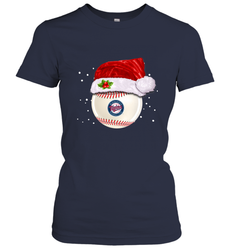 Minnesota Twins Logo Baseball Ball Christmas Santa Hat Xmas Sport Funny Snow Women's T-Shirt