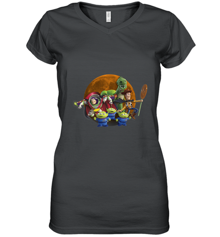 Disney Pixar Toy Story Halloween Moon Group Women's V-Neck T-Shirt Women's V-Neck T-Shirt / Black / S Women's V-Neck T-Shirt - jonhlittlestore88