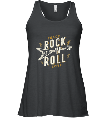 Peace Rock and Roll Love Music Guitar Retro Hippie Women's Racerback Tank Women's Racerback Tank / Black / XS Women's Racerback Tank - jonhlittlestore88