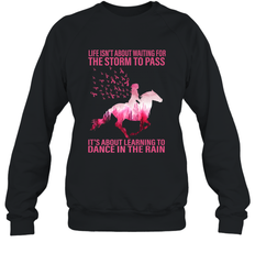 Life Is Not About Waiting Breast Cancer Hippie Peace Horse Crewneck Sweatshirt