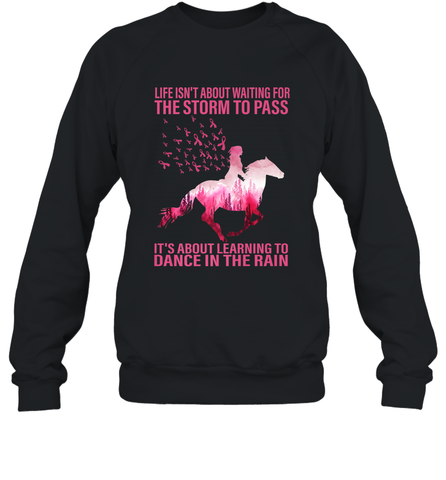 Life Is Not About Waiting Breast Cancer Hippie Peace Horse Crewneck Sweatshirt Crewneck Sweatshirt / Black / S Crewneck Sweatshirt - jonhlittlestore88