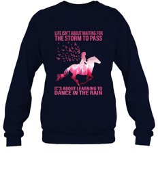 Life Is Not About Waiting Breast Cancer Hippie Peace Horse Crewneck Sweatshirt