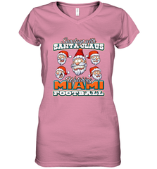 NFL Miami Christmas Funny Santa Claus Watching Football Women's V-Neck T-Shirt Women's V-Neck T-Shirt - jonhlittlestore88