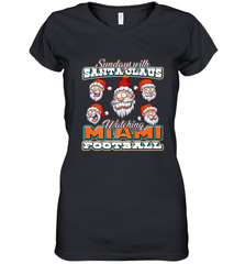 NFL Miami Christmas Funny Santa Claus Watching Football Women's V-Neck T-Shirt Women's V-Neck T-Shirt - jonhlittlestore88