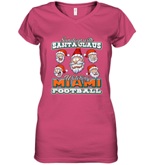 NFL Miami Christmas Funny Santa Claus Watching Football Women's V-Neck T-Shirt Women's V-Neck T-Shirt - jonhlittlestore88