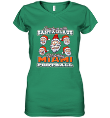 NFL Miami Christmas Funny Santa Claus Watching Football Women's V-Neck T-Shirt Women's V-Neck T-Shirt - jonhlittlestore88