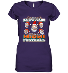 NFL Miami Christmas Funny Santa Claus Watching Football Women's V-Neck T-Shirt Women's V-Neck T-Shirt - jonhlittlestore88