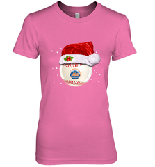 New York Mets Logo Baseball Ball Christmas Santa Hat Xmas Sport Funny Snow Women's Premium T-Shirt Women's Premium T-Shirt - jonhlittlestore88