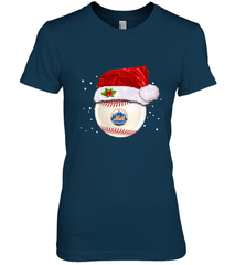 New York Mets Logo Baseball Ball Christmas Santa Hat Xmas Sport Funny Snow Women's Premium T-Shirt Women's Premium T-Shirt - jonhlittlestore88
