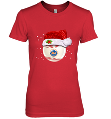 New York Mets Logo Baseball Ball Christmas Santa Hat Xmas Sport Funny Snow Women's Premium T-Shirt Women's Premium T-Shirt - jonhlittlestore88